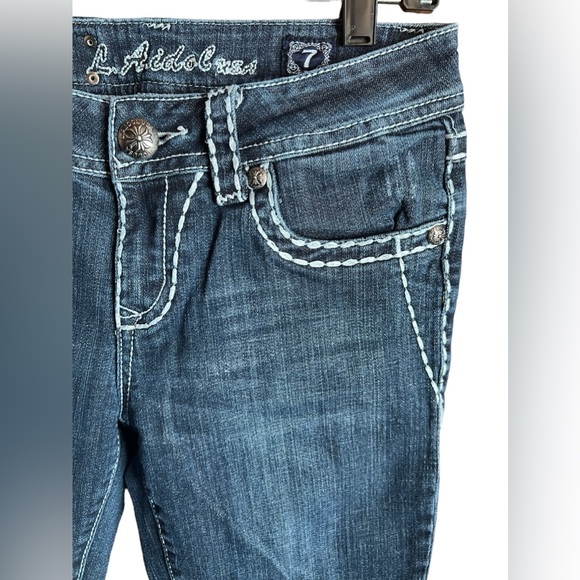 LA Idol USA Embroidered Thick Cut Jeans Size 7 - Picture 6 of 9
